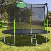 AOTOB 12FT Trampoline with Safety Enclosure NetOutdoor Trampoline with Basketball Hoop, Heavy Duty Jumping Mat and Spring Cover Padding for Kids and Adults, Storage Bag and Ladder view 1