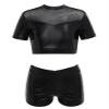 Huimingda Kids Girls Hip Hop Dance Short Sleeves Crop Tops and Shorts Set Athletic Tracksuit Sports Outfits Black 14 Years view 1