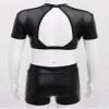 Huimingda Kids Girls Hip Hop Dance Short Sleeves Crop Tops and Shorts Set Athletic Tracksuit Sports Outfits Black 14 Years view 2