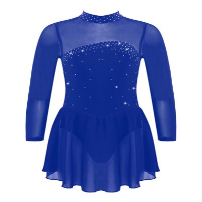 easyforever Kids Girls Long Sleeve Skirted Leotards Bodysuit Ballet Dance Dress Ballerina Figure Ice Skating Dress z01 Royal Blue 12 Years