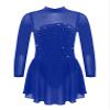 easyforever Kids Girls Long Sleeve Skirted Leotards Bodysuit Ballet Dance Dress Ballerina Figure Ice Skating Dress z01 Royal Blue 12 Years view 1