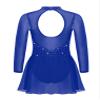 easyforever Kids Girls Long Sleeve Skirted Leotards Bodysuit Ballet Dance Dress Ballerina Figure Ice Skating Dress z01 Royal Blue 12 Years view 2