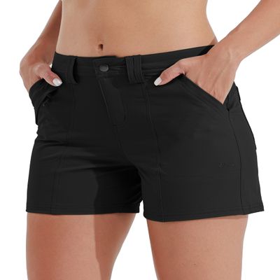 Willit Women's Golf Hiking Shorts Quick Dry Athletic Casual Summer Shorts with Pockets 4.5 in Black 14