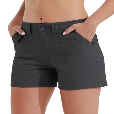 Willit Women's Golf Hiking Shorts Quick Dry Athletic Casual Summer Shorts with Pockets 4.5 in Deep Gray 10