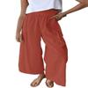chouyatou Women's Casual Elastic Waist Beach Lounge Palazzo Wide Leg Linen Pants (Medium, Brick Red) view 1