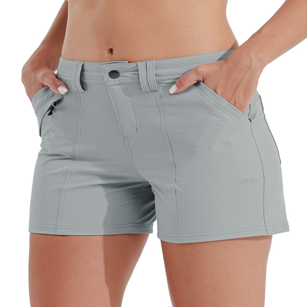 Willit Women's Golf Hiking Shorts Quick Dry Athletic Casual Summer Shorts with Pockets 4.5 in Gray 8