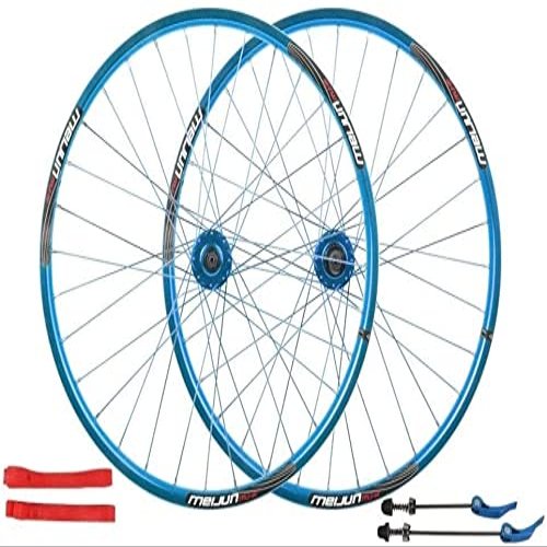 Wheelset Mountain Bike Wheelset 26inch,Double Wall Rim 32 Holes Quick Release Disc Brake Bearing Compatible 7/8/9/10 Speed Road Wheel (Color : Blue, Size : 26INCH)