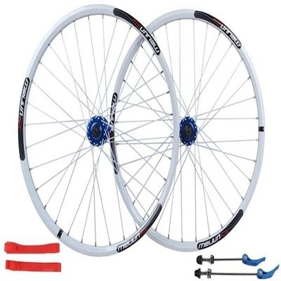 Wheelset Mountain Bike Wheelset 26inch,Double Wall Rim 32 Holes Quick Release Disc Brake Bearing Compatible 7/8/9/10 Speed Road Wheel (Color : White, Size : 26INCH)