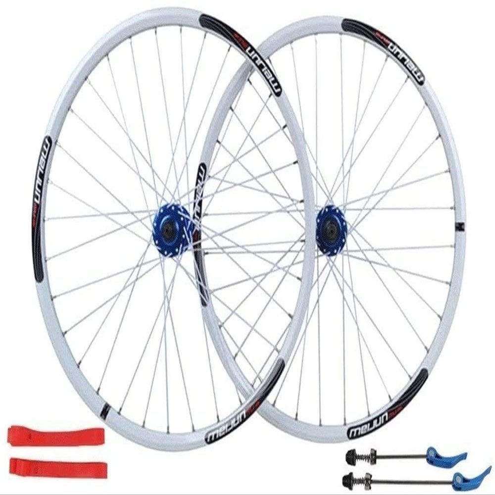 Wheelset Mountain Bike Wheelset 26inch,Double Wall Rim 32 Holes Quick Release Disc Brake Bearing Compatible 7/8/9/10 Speed Road Wheel (Color : White, Size : 26INCH)