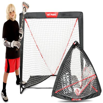 NET PLAYZ Kids Lacrosse Goal - Backyard Training, Practice & Exercise | Portable Lacrosse Net, Equipment & Gear, Black,NOH445402022