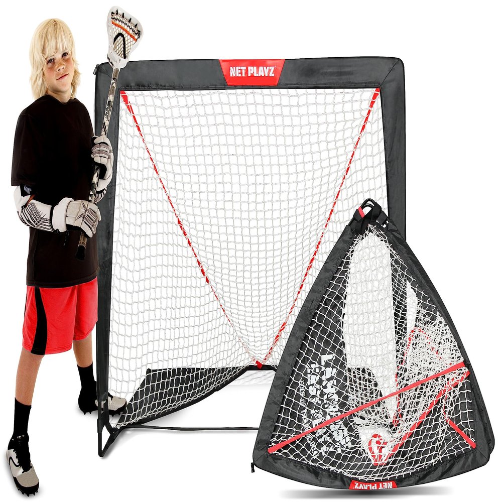 NET PLAYZ Kids Lacrosse Goal - Backyard Training, Practice & Exercise | Portable Lacrosse Net, Equipment & Gear, Black,NOH445402022