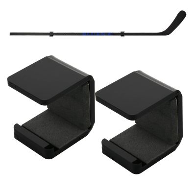 Cosmos 1 Pair Hockey Stick Wall Mount Rack - Horizontal Display Holder & Storage Organizer Hanger for Ice Hockey Stick, Space-Saving Display Bracket with Anti-Scratch Pad (Solid Black)