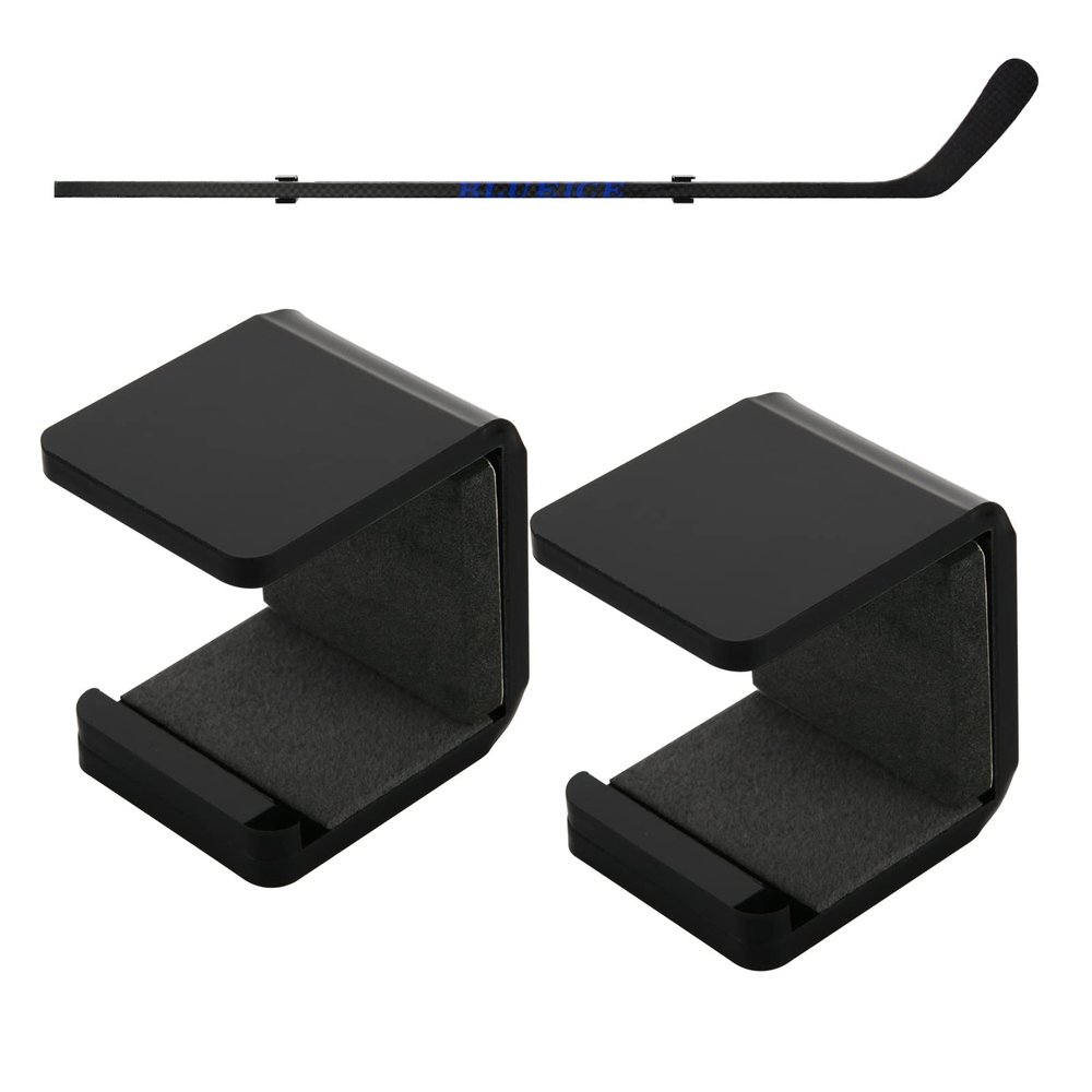 Cosmos 1 Pair Hockey Stick Wall Mount Rack - Horizontal Display Holder & Storage Organizer Hanger for Ice Hockey Stick, Space-Saving Display Bracket with Anti-Scratch Pad (Solid Black)