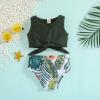 Baby Girls 2Pcs Bikini Swimsuits Sleeveless Vest Crop Top Shorts Beach Bathing Suit Bikini Sets (Black Girl, 12-18 Months) view 2