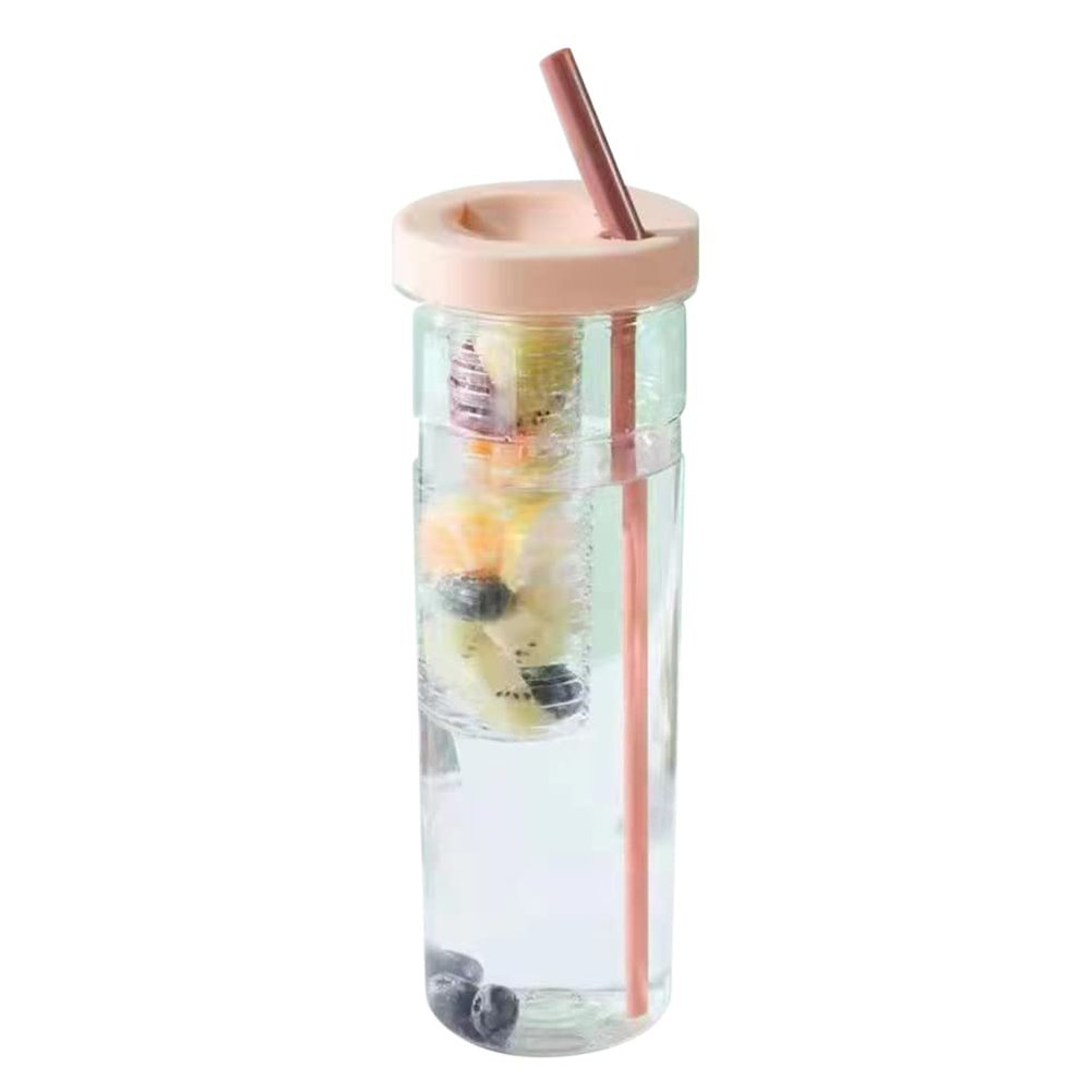 YQkoop Fruit Infuser Water Bottle, 700ML Portable Sports Water Bottle with Detachable Straw Large Capacity Clear Drinking Cup for Fitness Gym Outdoor Activities