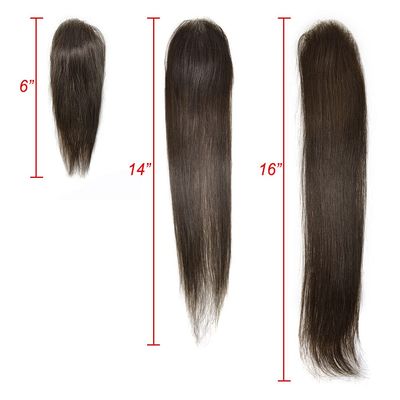 Healthlif Thin Skin V-Looped Bald Spot Hair Patch Natural Hair Replacement 6CM X 4CM Hair Unit 100% Remy Human Hair Transparent Skin Toupee Hair Patch Hair Systems 14'' 2#Darkest Brown