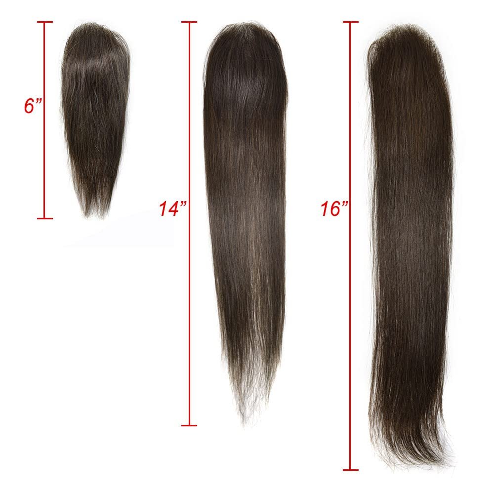Healthlif Thin Skin V-Looped Bald Spot Hair Patch Natural Hair Replacement 6CM X 4CM Hair Unit 100% Remy Human Hair Transparent Skin Toupee Hair Patch Hair Systems 14'' 2#Darkest Brown