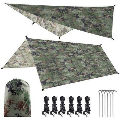 LSOAARRT Hammock Rain Fly Lightweight Waterproof Tent Tarp Camping Backpacking Tarp Shelter 10x10ft Camping Accessories (Camouflage)