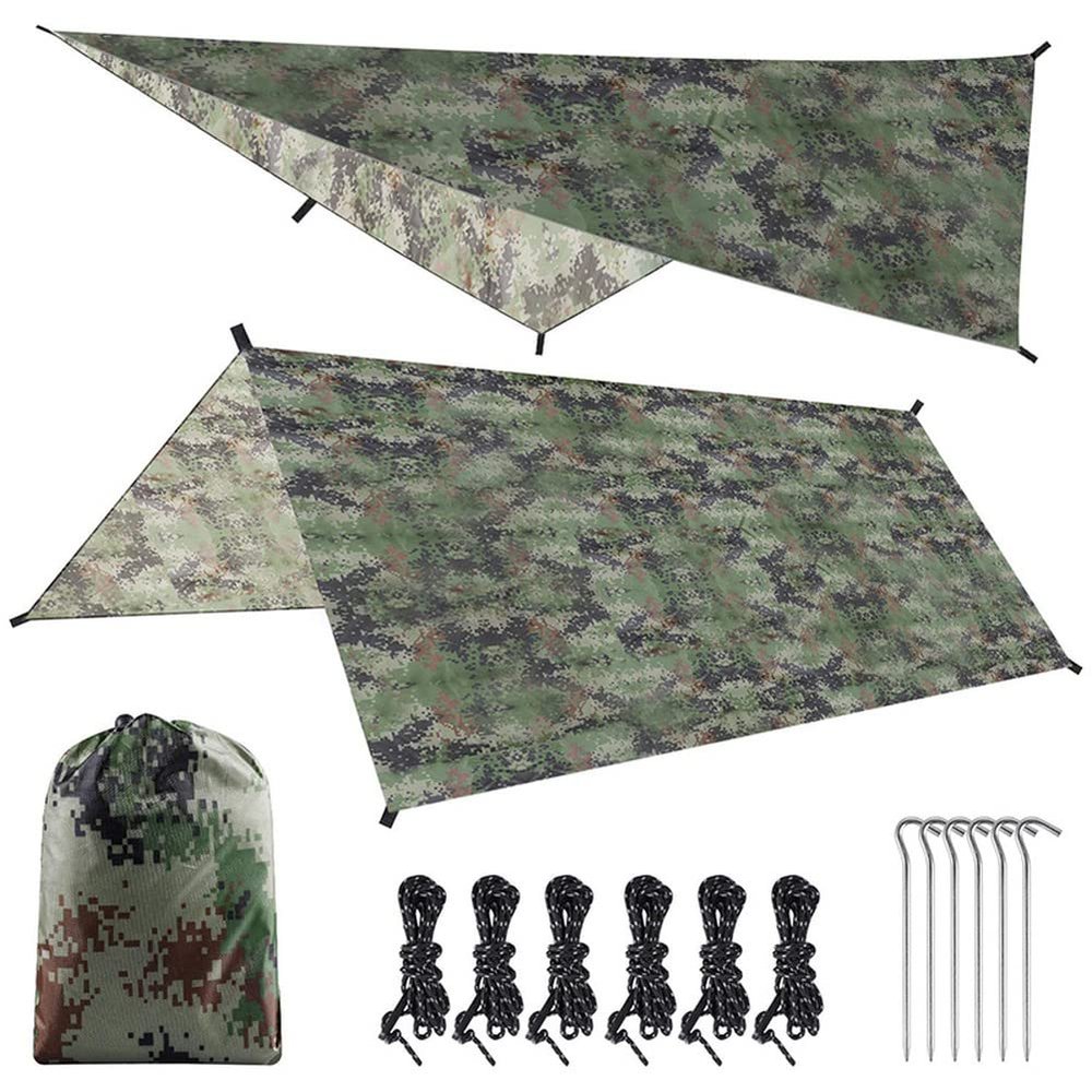 LSOAARRT Hammock Rain Fly Lightweight Waterproof Tent Tarp Camping Backpacking Tarp Shelter 10x10ft Camping Accessories (Camouflage)
