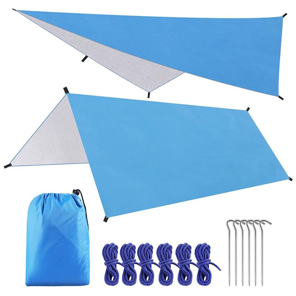 LSOAARRT Hammock Rain Fly Lightweight Waterproof Tent Tarp Camping Backpacking Tarp Shelter 10x10ft Camping Accessories (Blue)