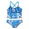 Nikiikoo Kids Girls Tropical Floral Print Tankini Swimsuits Ruffles Flounce Hawaii Swimwear Beach Bathing Suit Blue 14 Years view 3