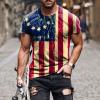 QWENTMTNTY Mens Graphic T-Shirts Patriotic Muscle Short Sleeve Tees Summer Athletic Fitness American Flag Personality Shirt view 2