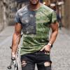 QWENTMTNTY Mens Graphic T-Shirts Patriotic Muscle Short Sleeve Tees Summer Athletic Fitness American Flag Personality Shirt view 2