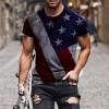 QWENTMTNTY Mens Graphic T-Shirts Patriotic Muscle Short Sleeve Tees Summer Athletic Fitness American Flag Personality Shirt view 2