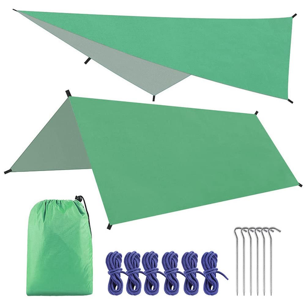 LSOAARRT Hammock Rain Fly Lightweight Waterproof Tent Tarp Camping Backpacking Tarp Shelter 10x10ft Camping Accessories (Green)