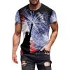 QWENTMTNTY Mens Graphic T-Shirts Patriotic Muscle Short Sleeve Tees Summer Athletic Fitness American Flag Personality Shirt view 1