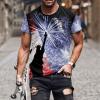 QWENTMTNTY Mens Graphic T-Shirts Patriotic Muscle Short Sleeve Tees Summer Athletic Fitness American Flag Personality Shirt view 2