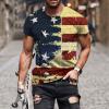 QWENTMTNTY Mens Graphic T-Shirts Patriotic Muscle Short Sleeve Tees Summer Athletic Fitness American Flag Personality Shirt view 2