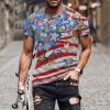 QWENTMTNTY Mens Graphic T-Shirts Patriotic Muscle Short Sleeve Tees Summer Athletic Fitness American Flag Personality Shirt view 2