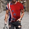 QWENTMTNTY Mens Graphic T-Shirts Patriotic Muscle Short Sleeve Tees Summer Athletic Fitness American Flag Personality Shirt view 2