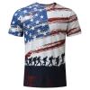 QWENTMTNTY Mens Graphic T-Shirts Patriotic Muscle Short Sleeve Tees Summer Athletic Fitness American Flag Personality Shirt view 3