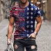 QWENTMTNTY Mens Graphic T-Shirts Patriotic Muscle Short Sleeve Tees Summer Athletic Fitness American Flag Personality Shirt view 2