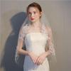Aularso Lace Wedding Veils Floral Short Bridal Veil for Wedding Appliqued Veils with Comb Soft Tulle Hair Accessories for Brides (Ivory) view 2