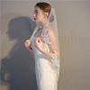 Aularso Lace Wedding Veils Floral Short Bridal Veil for Wedding Appliqued Veils with Comb Soft Tulle Hair Accessories for Brides (Ivory) view 4