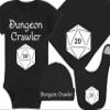Gaming Baby Onesie and Blanket - Dungeon Crawler with Dice - Solid D20 Die (3-6 Month - Black Fabric - White Design) view 1
