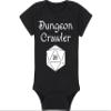 Gaming Baby Onesie and Blanket - Dungeon Crawler with Dice - Solid D20 Die (3-6 Month - Black Fabric - White Design) view 4