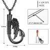 abooxiu Personalized Fishing Hook Urn Necklace for Ashes Angel wing Fish Hook Stainless Steel Cremation Jewelry Memorial Pendant Keepsake Ashes Holder - Customized Available view 2