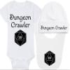 Gaming Baby Onesie and Blanket - Dungeon Crawler with Dice - Solid D20 Die (0-3 Month - White Fabric - Black Design) view 1