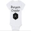 Gaming Baby Onesie and Blanket - Dungeon Crawler with Dice - Solid D20 Die (0-3 Month - White Fabric - Black Design) view 4