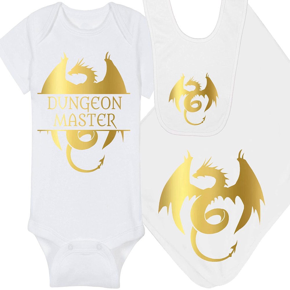 Gaming Baby Hat - DM (White Fabric - Gold Design)