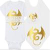 Gaming Baby Hat - DM (White Fabric - Gold Design) view 1