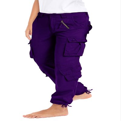 Skylinewears Women's Causal Cotton Cargo Pants Work Trousers Military Army Combat Tactical Pants with 8 Pockets Purple S