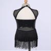 Aislor Kids Girls Mesh Splice Rhinestone Sleeveless Tassel Dress Samba Jazz Tap Modern Latin Salsa Ballroom Dancewear Black 12 Years view 4