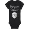 Gaming Baby Onesie and Bib - Dungeon Crawler with Dice - Solid D20 Die (3-6 Month - Black Fabric - Silver Design) view 4