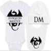Gaming Baby Onesie and Blanket - Dungeon Master with Dragon - Dragon (0-3 Month - White Fabric - Black Design) view 1