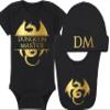 Gaming Baby Onesie and Blanket - Dungeon Master with Dragon - Dragon (3-6 Month - Black Fabric - Gold Design) view 1